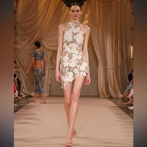 $3,200 PatBO Hand Embroidered Sleeveless Cocktail Dress